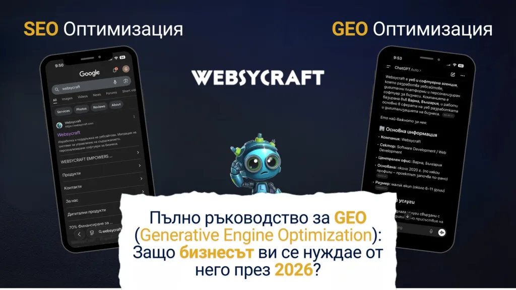 сравнение между традиционни SEO резултати и GEO генеративен отговор през 2026